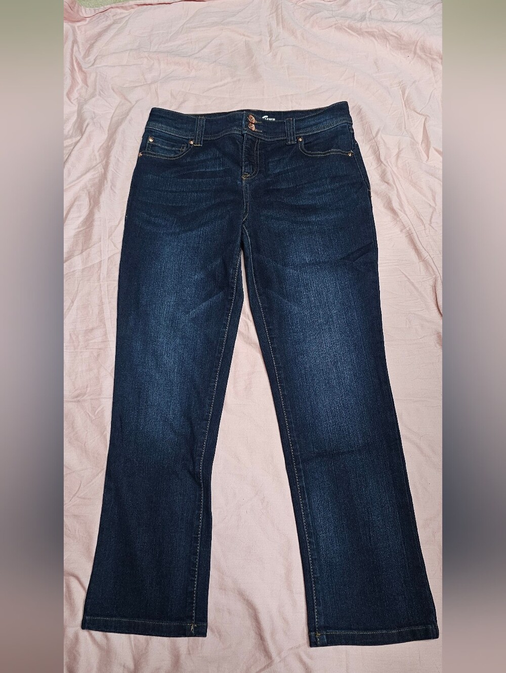 INC International Concepts Dark Blue Straight Fit Crop Jeans Petite